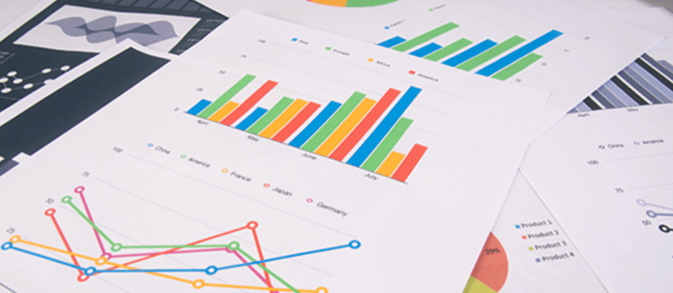 Financial printed reports and chart breakdown