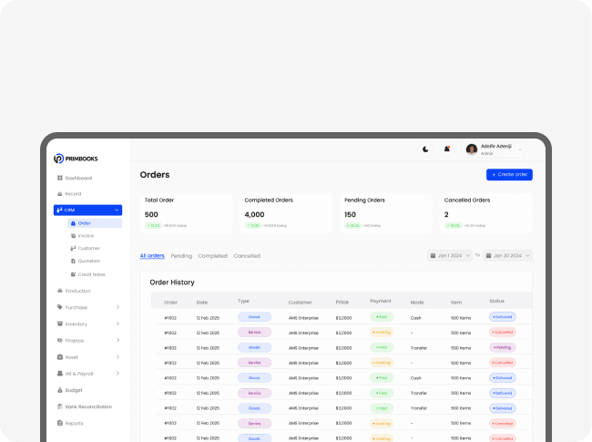 Orders tracking preview