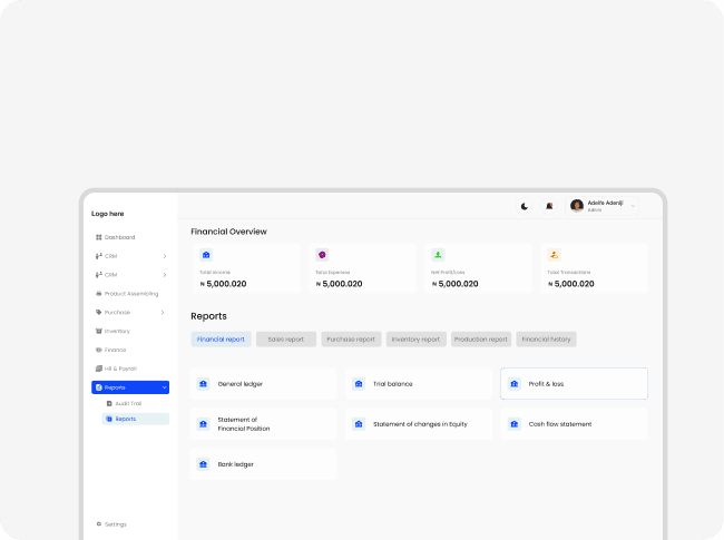 User permissions matrix preview