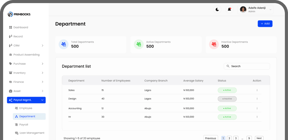 Employee and Payroll Management dashboard