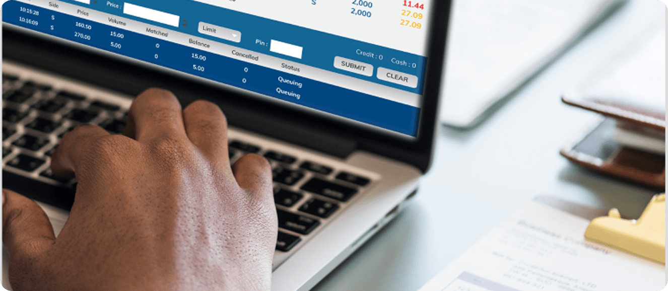 Auditor analyzing laptop transaction records
