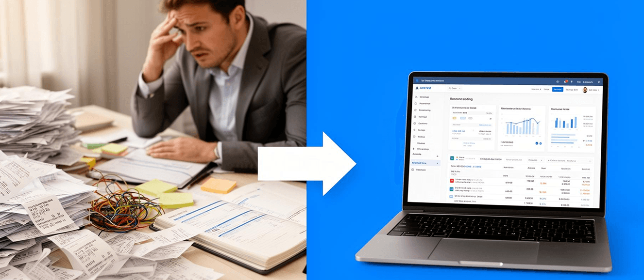Transform manual paper receipt mess into organized digital books