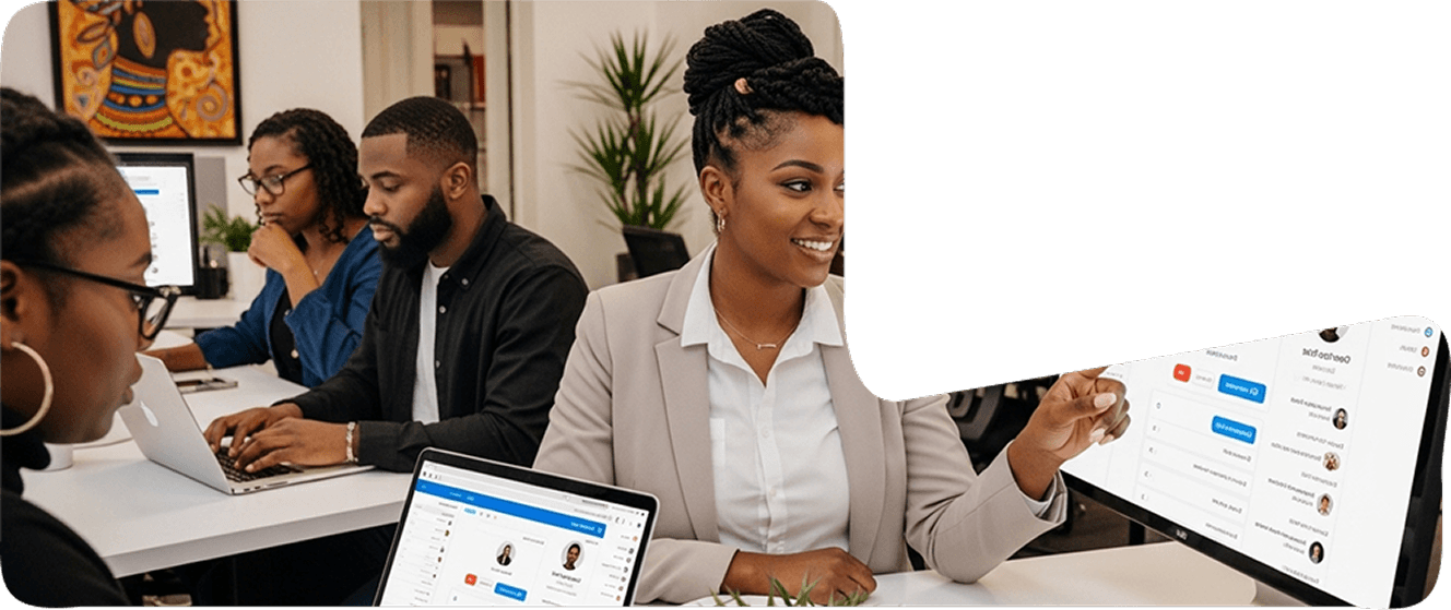 Team managing business finances